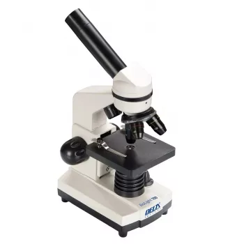 Microscopio compuesto óptico Deltaoptical DO-3210 – monocular, 3 objetivos acromáticos, iluminación LED, 40–400×, cabezal giratorio inclinado 45°