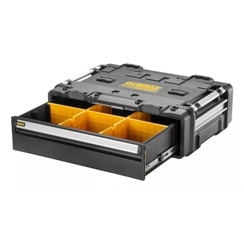 Caja de herramientas y piezas pequeñas DeWALT DWST60520-1, metal, plástico, negro, acero inoxidable, amarillo