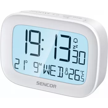Despertador digital SENCOR SRC 2200 con pantalla LED y respaldo de batería