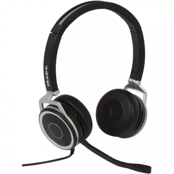 Auriculares duales de empresa con cable Plusonic 15.2P con conectores USB y 3,5 mm, modelo 6208-15.2P