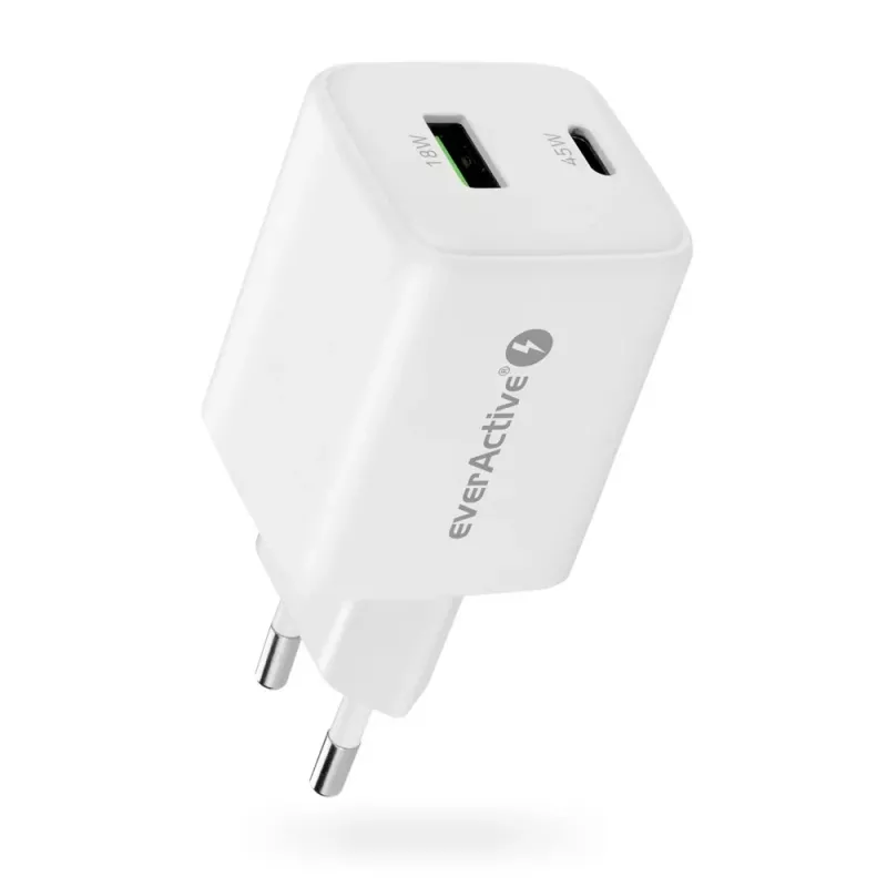Cargador de pared everActive SC-450Q 45W 1×USB-C 1×USB-A blanco