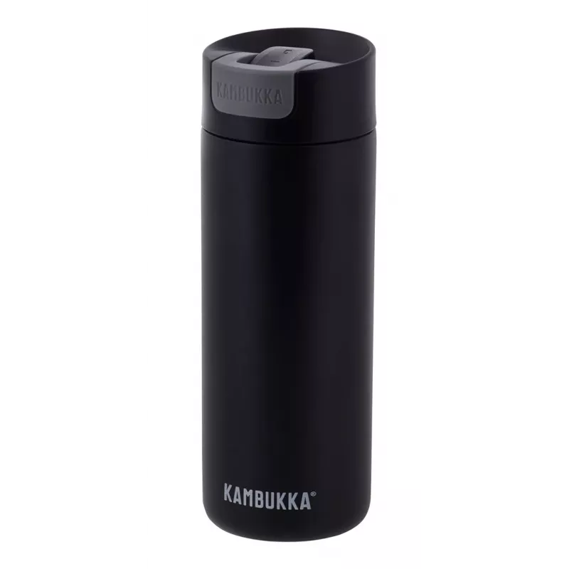 Botella térmica Kambukka Olympus 500 ml — acero inoxidable 18/10, aislamiento al vacío, negra, base antideslizante