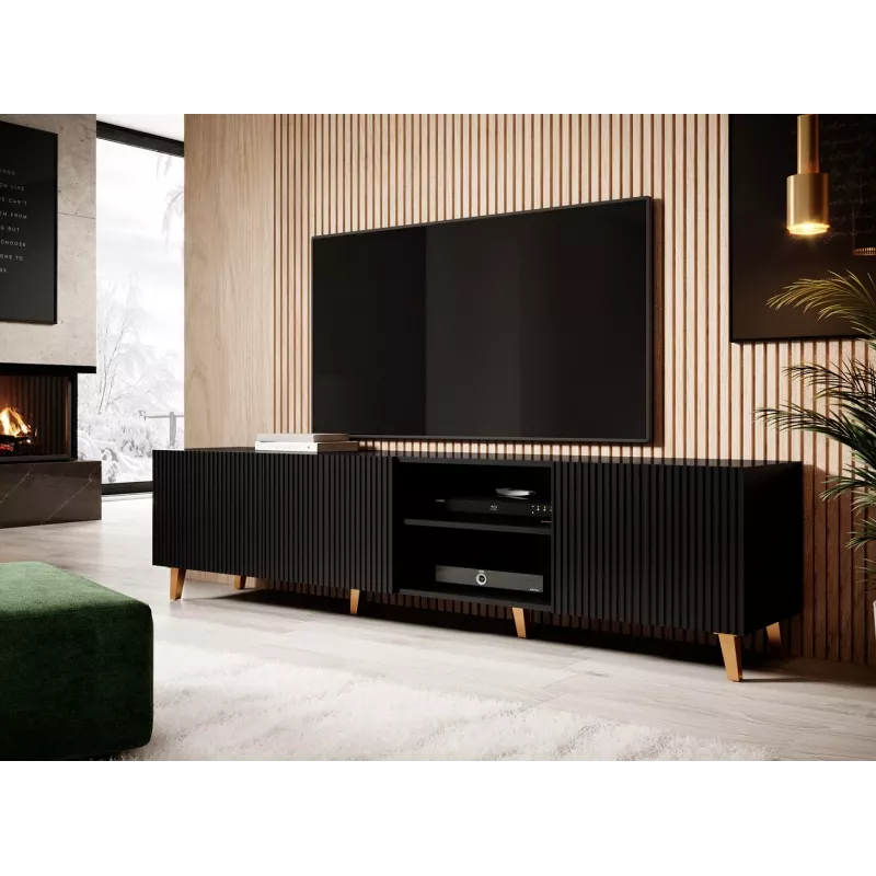 Mueble RTV Cama PAFOS 200x42x52 negro mate