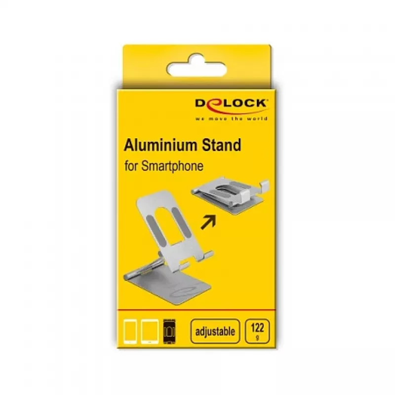 Soporte para smartphone DeLOCK ajustable aluminio 122 g teléfono móvil soporte pasivo interior