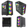 Savio Noctis Glass RGB Cube caja para PC, ATX/Micro-ATX/Mini-ITX, frontal de vidrio templado, ventiladores RGB, negra