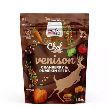 SYTA MICHA Chef Ciervo con arándanos y pipas de calabaza – Comida seca para perros – 1,5 kg