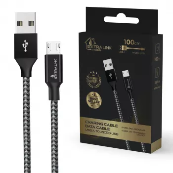 Cable de carga Extralink Smart Life 15W USB-A a microUSB 100 cm PVC 5V 2,4A negro