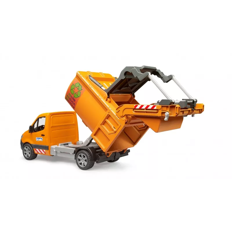 Vehículo de modelo BRUDER MB Sprinter camión de basura BR-02682, réplica de juguete a escala