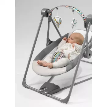 Hamaca para bebé Lionelo OTTO COZY gris — hamaca compacta para bebé, asiento suave, cinturón de seguridad