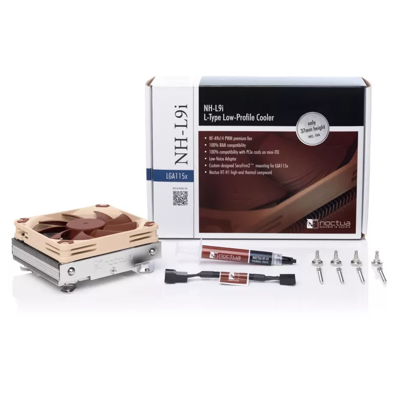 Noctua NH-L9i Disipador de procesador 9,2 cm Beige, Marrón, Plata
