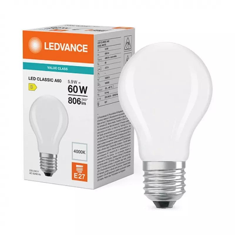 Osram LED Classic A 60 Filament P 5,9 W 840 mate E27 Lámparas LED, forma de bombilla clásica