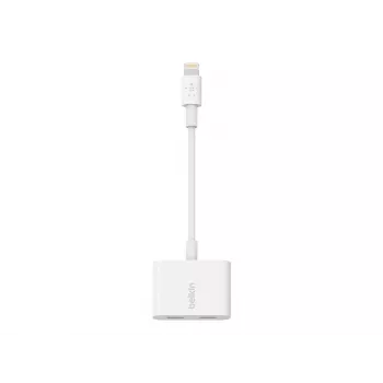 Belkin | Cable Lightning Audio + Charge RockStar, 11,5 cm, Blanco | F8J198btWHT
