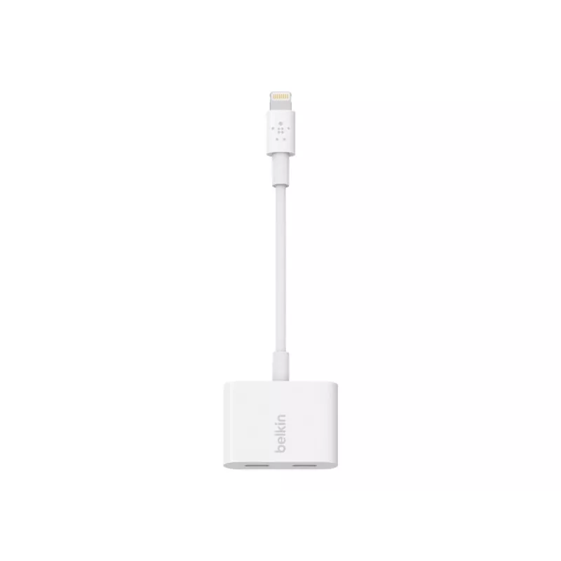 Belkin | Cable Lightning Audio + Charge RockStar, 11,5 cm, Blanco | F8J198btWHT