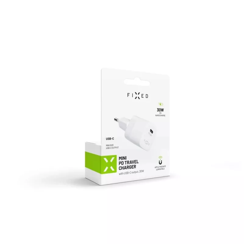 Cargador de viaje portátil USB-C FIXED FIXC30M-C-WH 30W diseño compacto