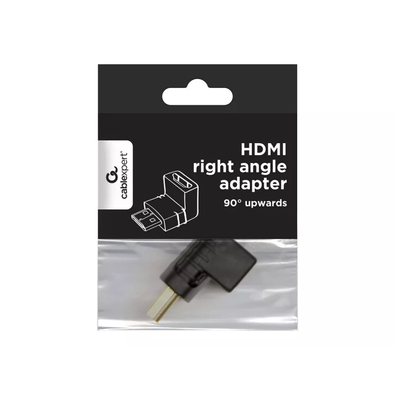 Adaptador HDMI GEMBIRD A-HDMI90-FML, HDMI a HDMI, adaptador en ángulo recto de 90°, negro