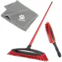 Set de escobas VILEDA Pet Pro 175388 — 3 piezas, cepillo electrostático y paño de microfibra, rojo