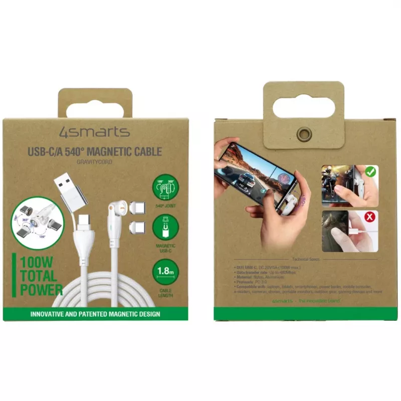 Cable USB 4smarts 541236 USB 2.0 1,8 m USB C blanco
