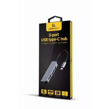 Dock para portátil Gembird UHB-CM-CRU3P1U2P2-01 — USB 3.2 Gen 1 Type-A, MicroSD/SD/SDHC/SDXC hasta 128 GB, plata
