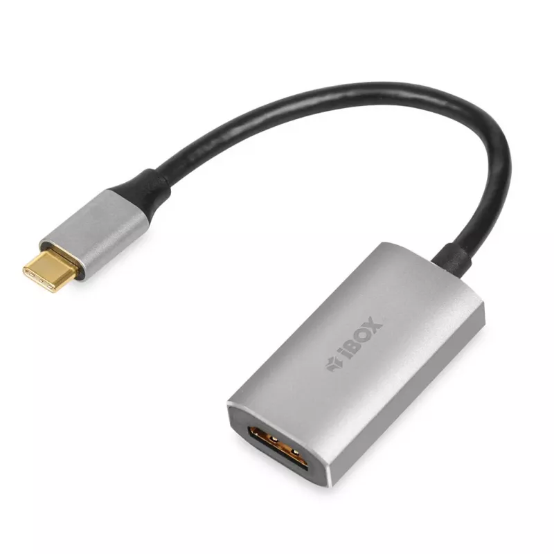 Cable adaptador IBOX USB-C a HDMI, modelo IACFAK, USB-C (conector macho) a HDMI (conector hembra), 4K 60 Hz, conector recto, plateado