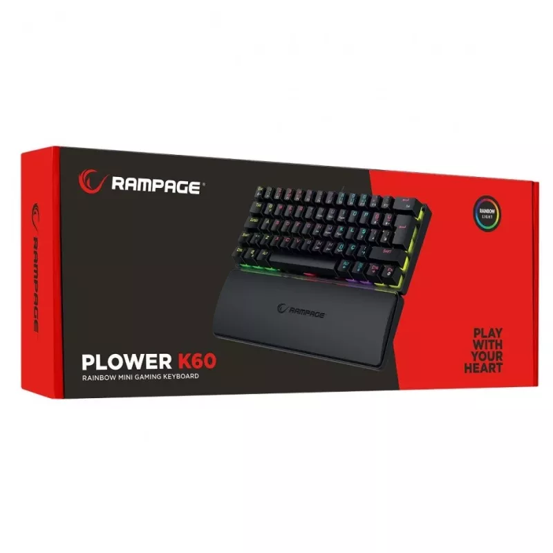 Teclado mecánico RAMPAGE PLOWER K60 con switches Blue y retroiluminación RGB