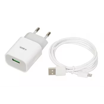Cargador iBOX C-41 USB 2A, 1 puerto USB, cable microUSB, blanco
