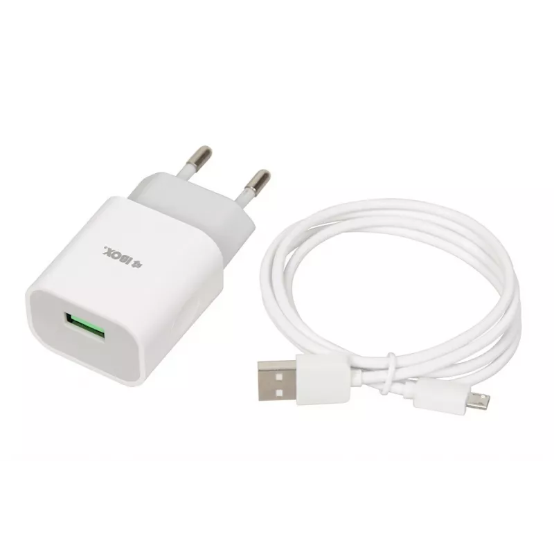 Cargador iBOX C-41 USB 2A, 1 puerto USB, cable microUSB, blanco