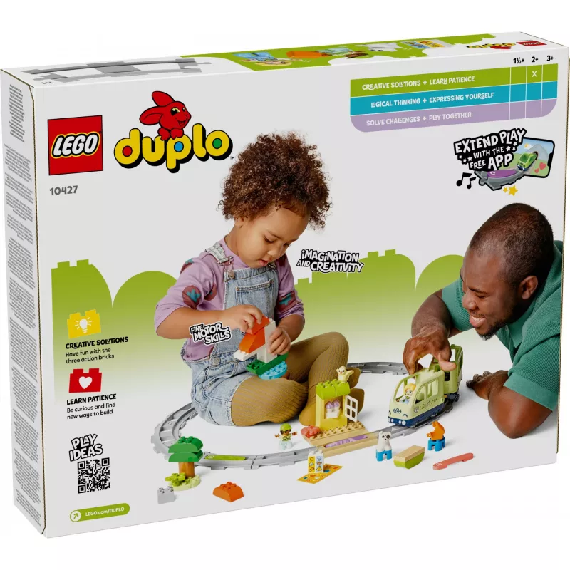 Set de tren de juguete LEGO DUPLO Tren de aventuras interactivo 10427, 57 piezas, 2 minifiguras, para niños a partir de 2 años