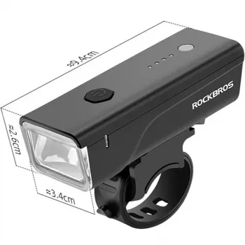 Rockbros Luz de bicicleta + cable USB-C - USB-A 260 lm negro