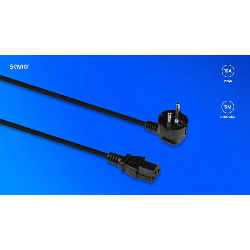 Cable de alimentación SAVIO CL-181 CEE 7/7 (E/F) – IEC C13 5m