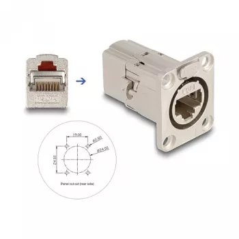 DeLOCK 67062 Pasamuros D-Type RJ45 Cat.6A STP, metal