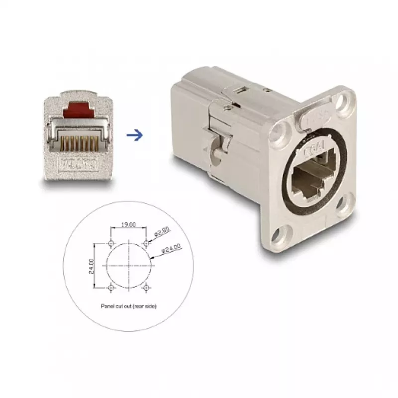 DeLOCK 67062 Pasamuros D-Type RJ45 Cat.6A STP, metal