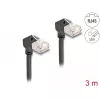 Cable de red DeLOCK RJ45 Cat.6A S/FTP fino 90° en ángulo hacia abajo 3m negro