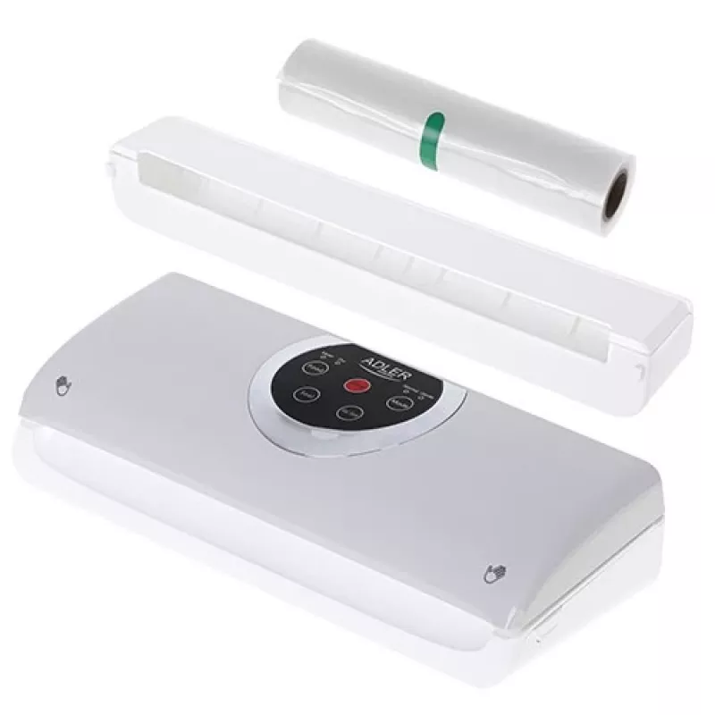 Envasadora al vacío Adler AD 4503, 130 W, vacío -750 a -800 mbar, conector Type-C, gris/blanco