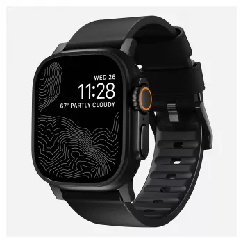 Correa Nomad Modern Strap negra de cuero activo con conector negro 42/44/45/49 ProV2