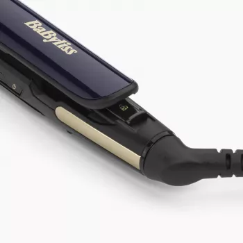 Plancha de pelo BABYLISS ST484E — placas cerámicas, tecnología Warm, 230 V, cable de 3,3 m, negro/oro