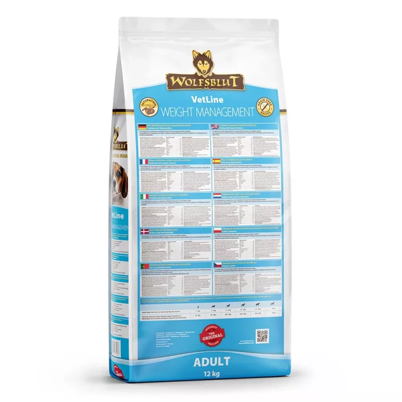 Pienso para perros Wolfsblut VetLine Weight Management pavo — 12 kg, sin cereales, 22% proteína, 8% grasa