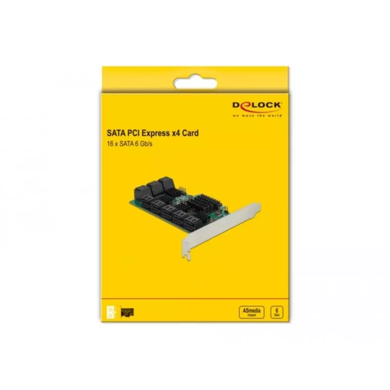 Tarjeta DeLOCK 16 puertos SATA PCI Express x4 6 Gbit/s verde gris