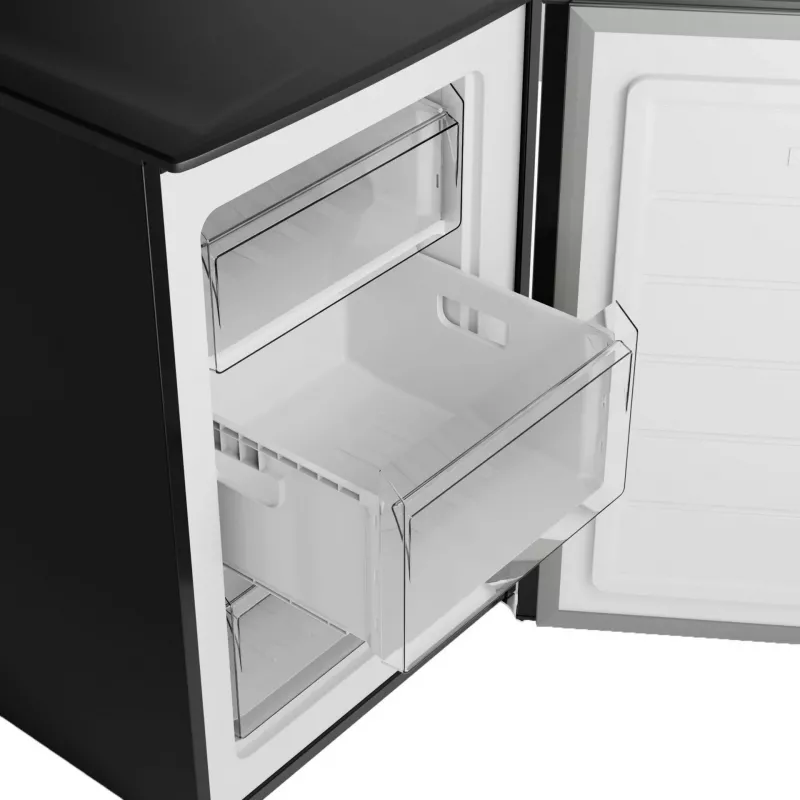 Bomann GS 7253 congelador, 87 l, clase energética C, clase climática SN-T, puerta reversible, aspecto de acero inoxidable oscuro, negro