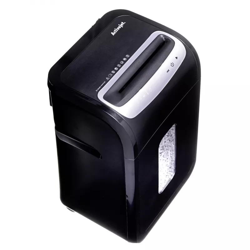 Activejet ASH-2502C trituradora de papel, P-4, 25 hojas, 28 l, fragmentos de 4x40 mm, negro