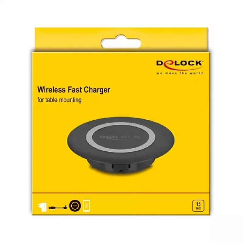 Cargador de interior DeLOCK 66284 smartphone negro USB inalámbrico