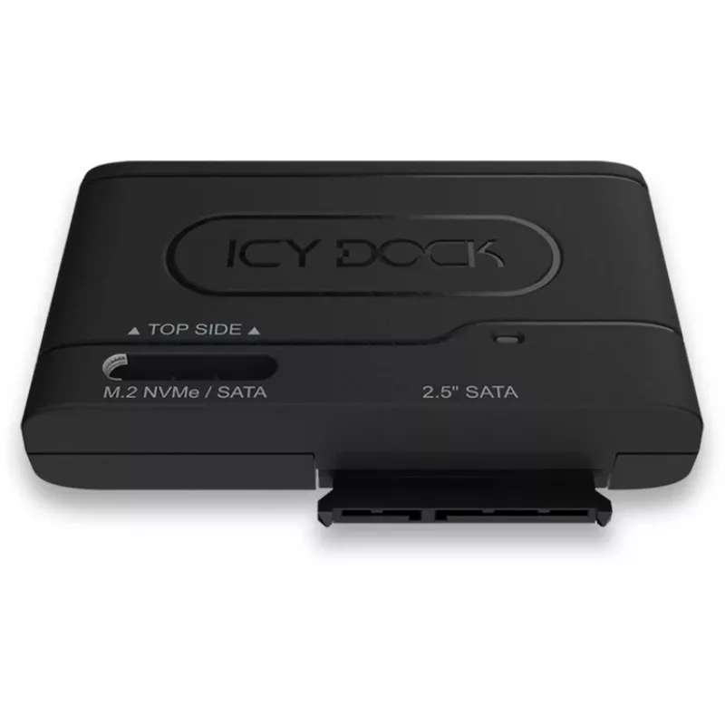 ICY DOCK EZ-Adapter MB104U-1SMB - Controlador de memoria - 2.5, M.2 (6,4 cm) - M.2 Card (PCIe NVMe & SATA) / SATA SSD - USB 3,2 (Gen 2) - Negro (MB104U