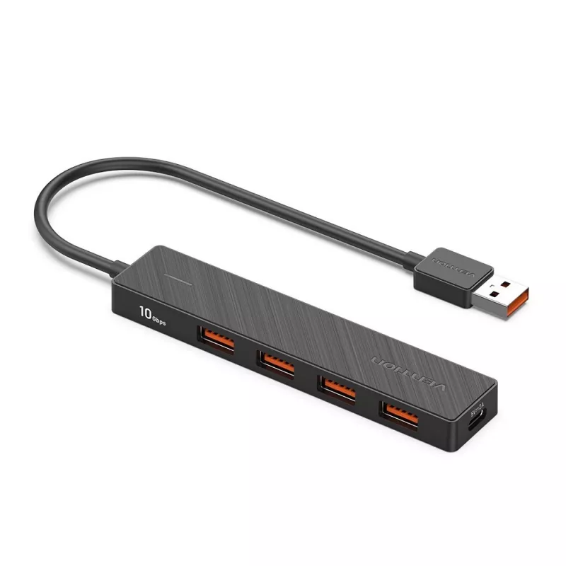 Hub multipuerto 5 en 1 USB 3.2 Gen 2 Vention CHOBB — 5 puertos (4× USB 3.2 Gen 2 Type-A, 1× USB 3.2 Gen 1 Type-A), 0,15 m, ABS, negro
