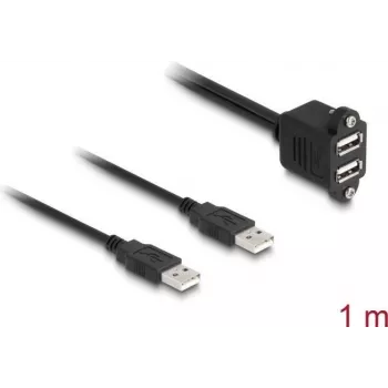 Cable DeLOCK USB 2.0 2 x conector macho USB Type-A a 2 x conector hembra USB Type-A 1 m negro