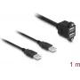 Cable DeLOCK USB 2.0 2 x conector macho USB Type-A a 2 x conector hembra USB Type-A 1 m negro