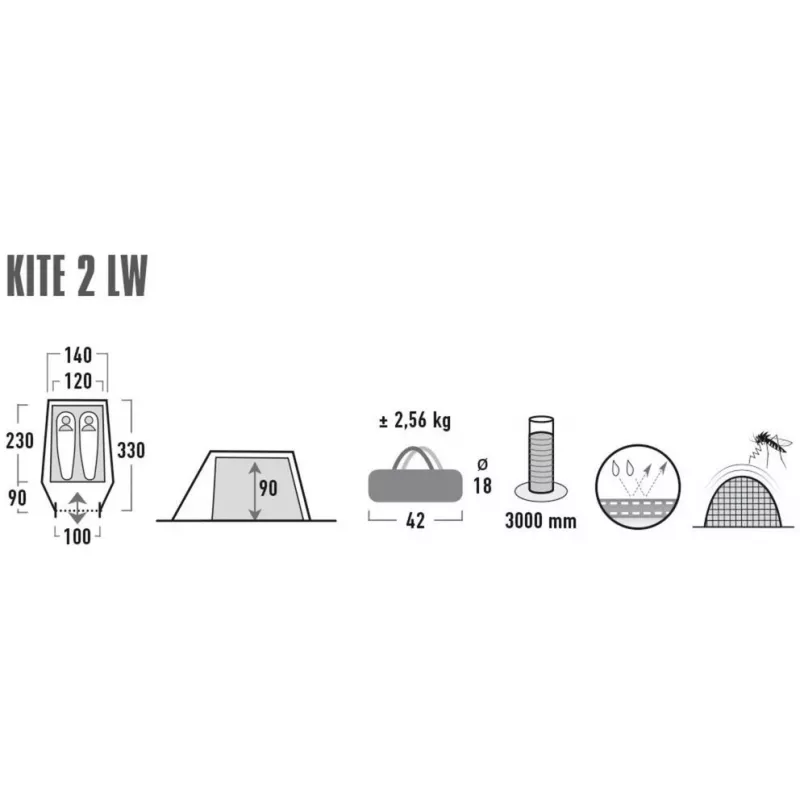 High Peak Kite 2 tienda de cúpula ultraligera 2 personas verde, rojo
