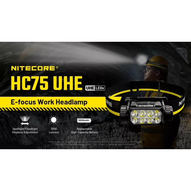 Linterna frontal serie H 3000 LUMEN / HC75 Uhe Nitecore