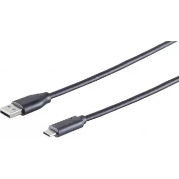 Cable USB S/CONN 77143-1.0 USB 2.0 1 m USB C USB A negro