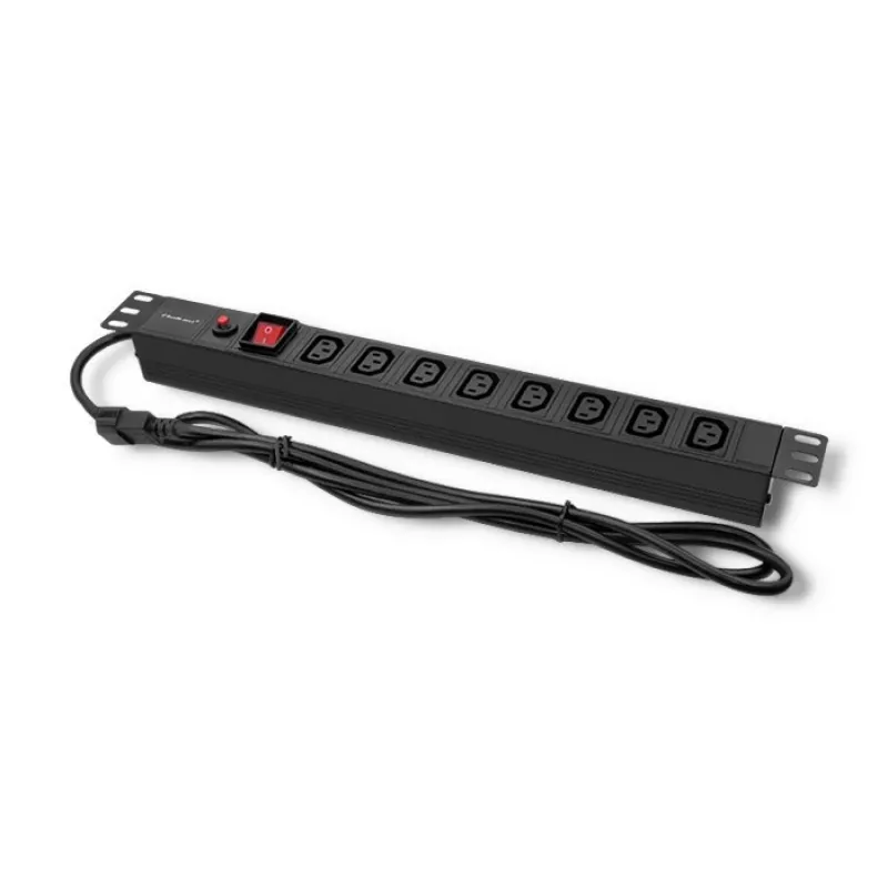 Qoltec 53998 regleta de enchufes para RACK 19 | 1U | 10A | PDU | 8xIEC C13 | 2m