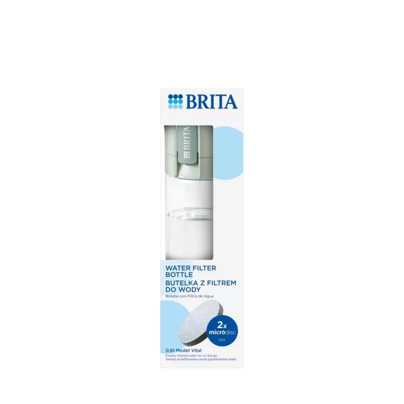 Botella reutilizable BRITA Fill&Go Vital 600 ml con filtro MicroDisc integrado, verde