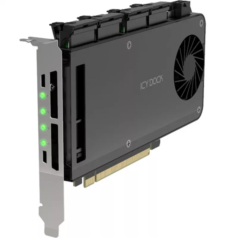 Tarjeta adaptadora 4 x M.2 NVMe SSD Mobile Rack, Icy Dock MB204MP-B